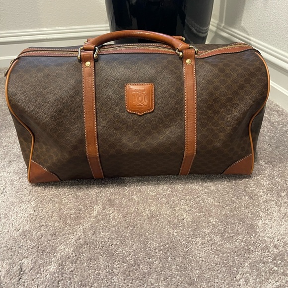 Vintage Celine Brown Macadam print Boston bag - Picture 1 of 8